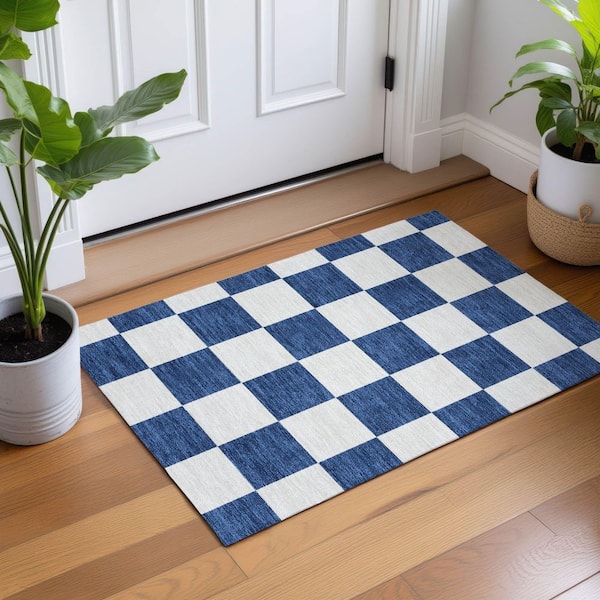 Chantille Machine Washable Indoor/Outdoor Abstract ACN2345 Navy 2 ft. x 3 ft. Accent Rug