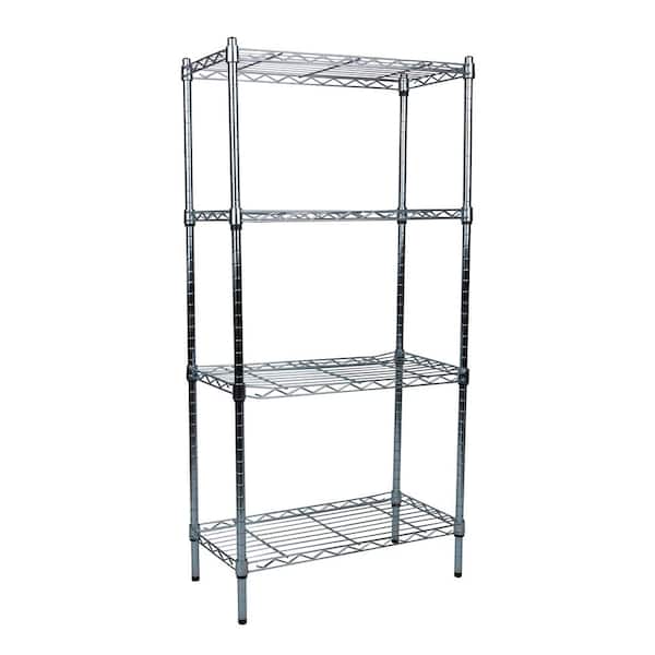 Black Chrome Storage Rack 4-Tier Organizer Kitchen Shelving Steel Wire Shelves