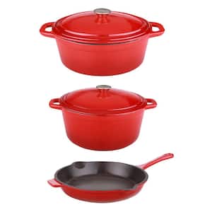 Neo 5-Piece Cast Iron Cookware Set in Red