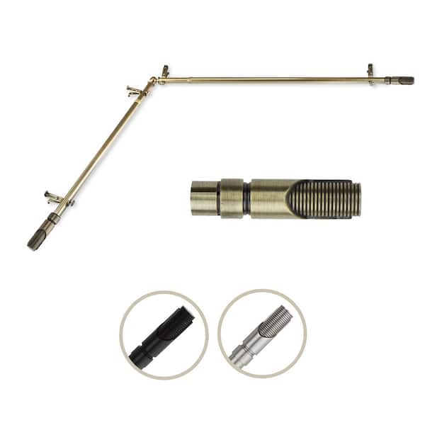 Unbranded 66 in. to 120 in. 13/16 in. Adjustable Corner Window Curtain Rod in Antique Brass with Witz Finials