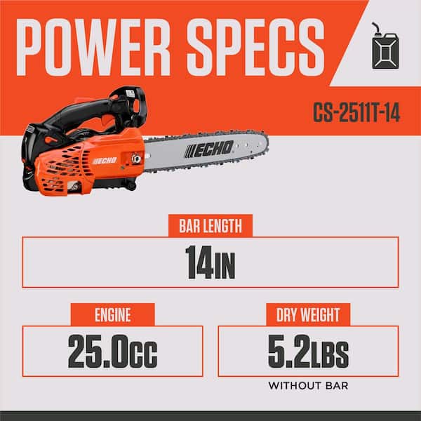 ECHO 14 in. 25.0 cc Gas 2-Stroke X Series Top Handle Chainsaw CS