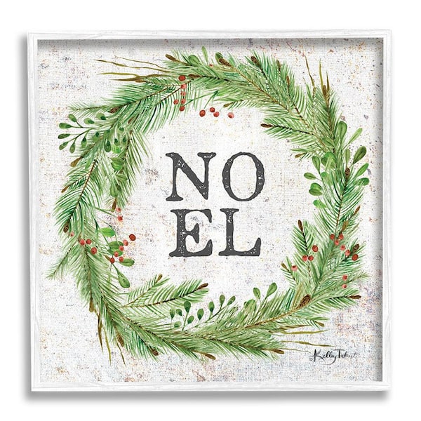 Stupell Industries Noel Seasonal Wreath by Kelley Talent 1 Piece Framed Graphic Print Typography Poster Art Print 17 in. x 17 in.