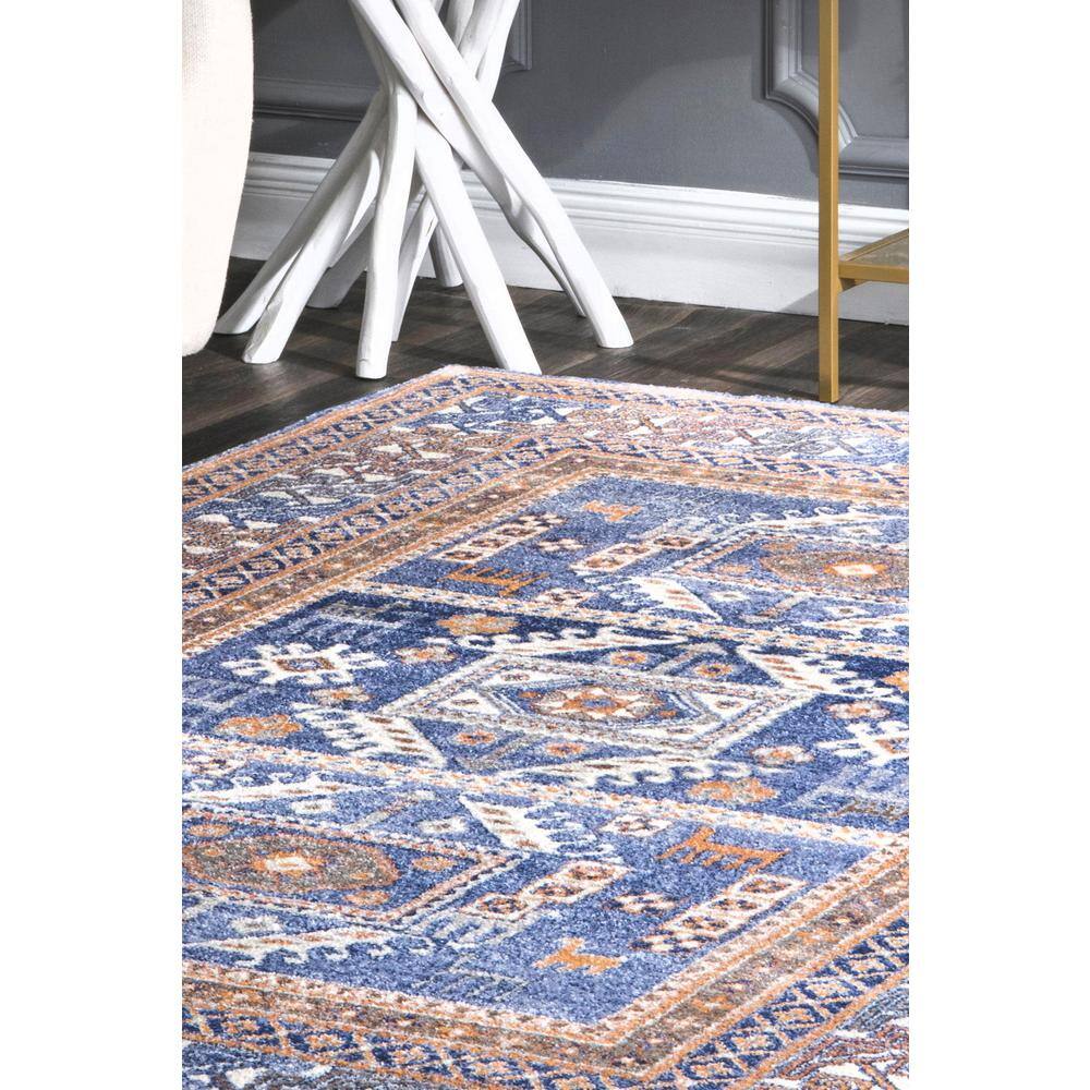 Blue Rectangular Vintage Tribal Area Rug, 12' x 15'