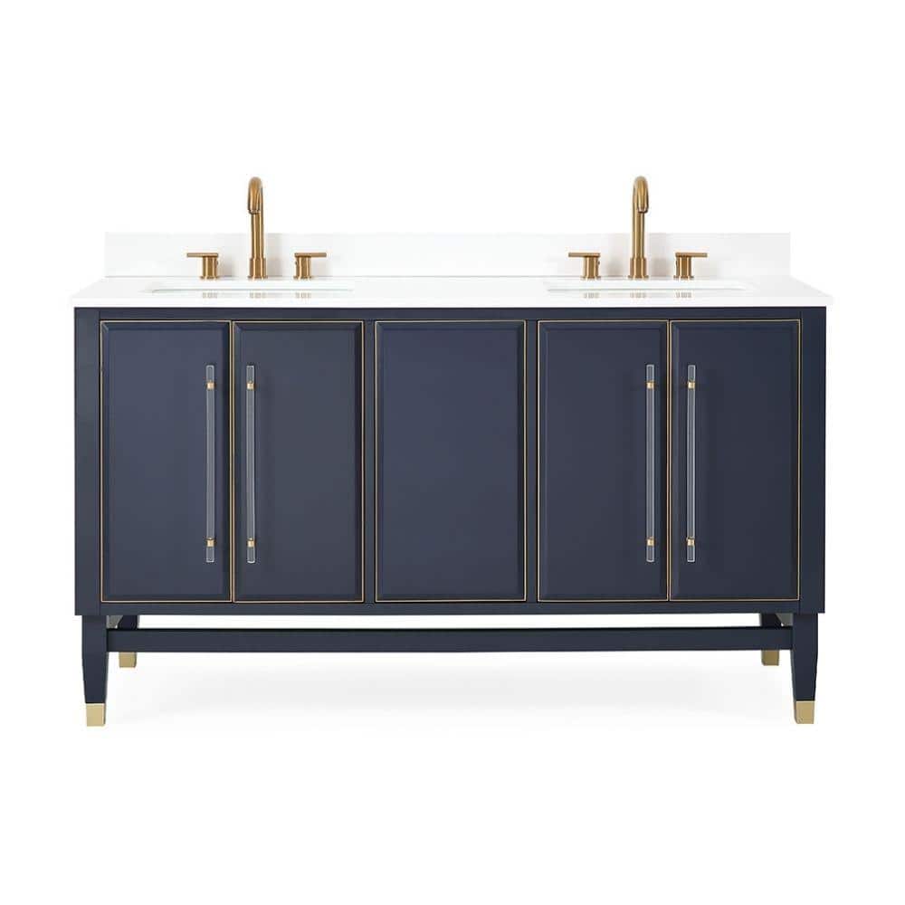 Bertone 60.00 in. W x 22.00 in D. x 35.00 in. H Bathroom Vanity in Navy Blu