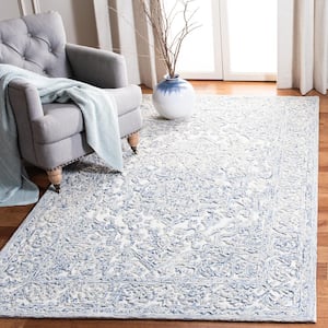 Trace Ivory/Blue Doormat 3 ft. x 5 ft. High-Low Area Rug