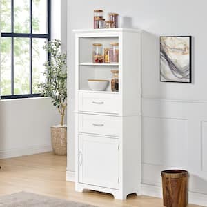 23.63 in. White Freestanding Buffet Cupboard Sideboard Kitchen Pantry Storage Display Cabinet for Dining Living Room