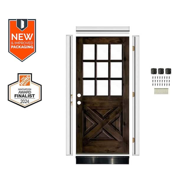 Krosswood Doors 32in.x80 in. Alder X-Panel RH 1/2-Lite Clear Glass