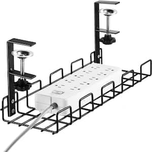 1.25 ft. Cable Organizer, Under Desk Cable Tray Organizer with Clamp in Black