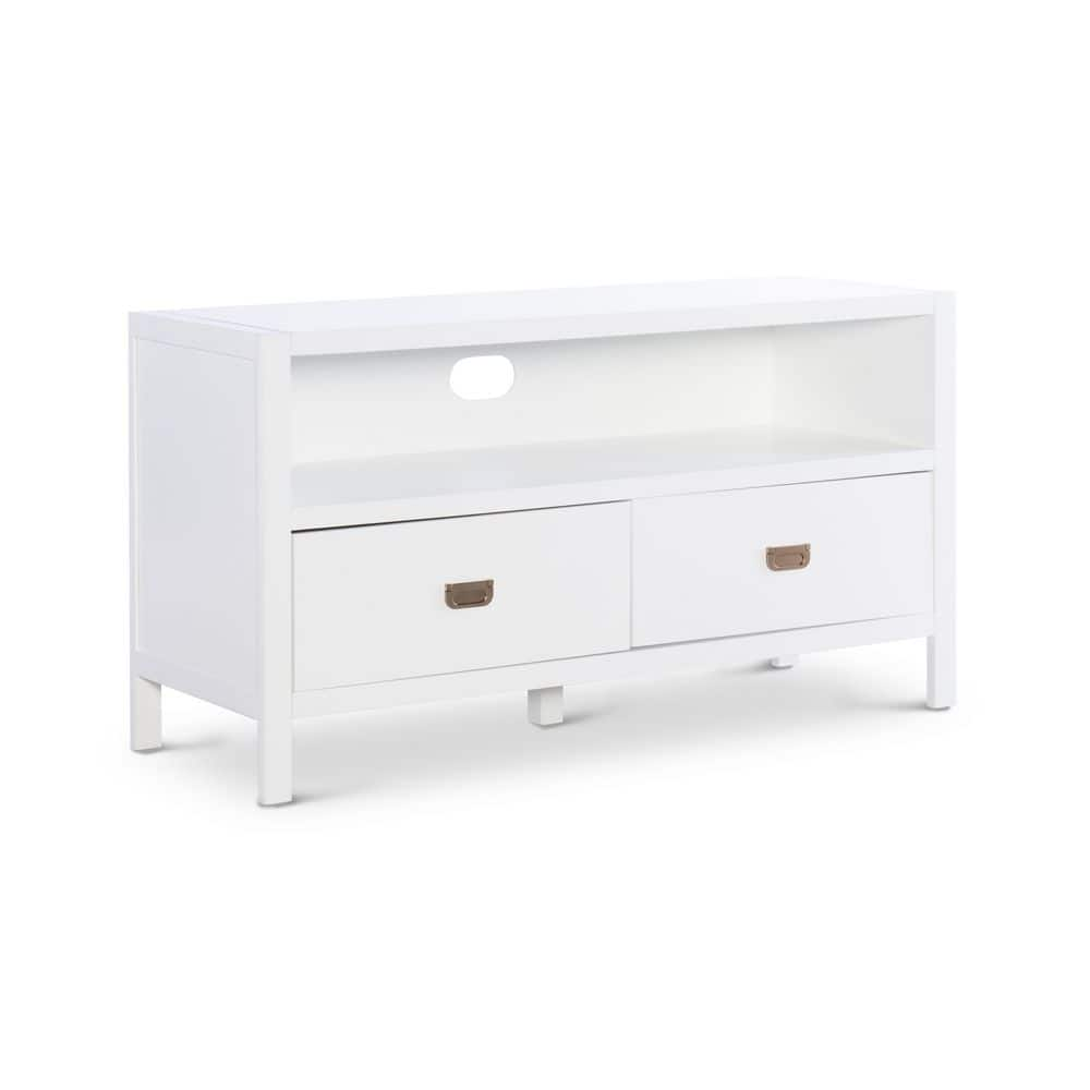 Linon Home Decor Greenville 44 In. White Wood Tv Stand With 2 Drawer 