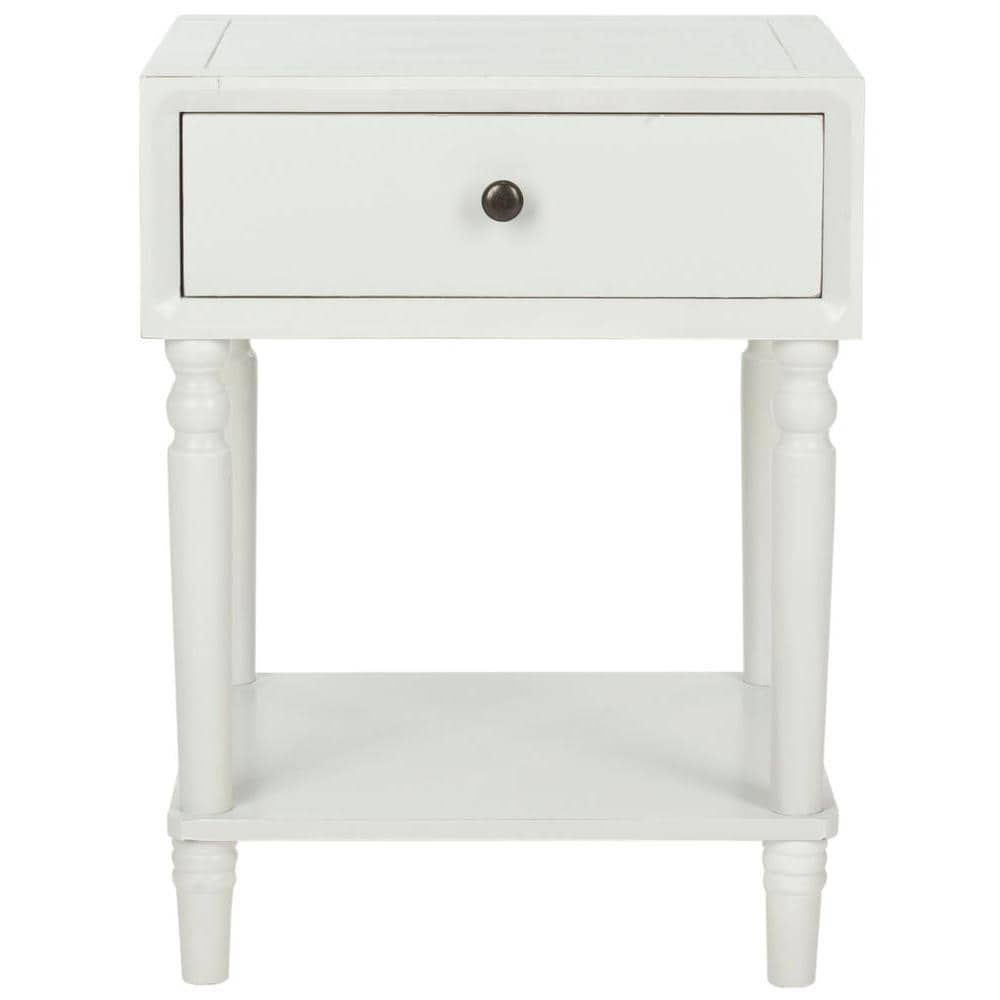 Transitional Shady White Poplar Nightstand with Storage Drawer