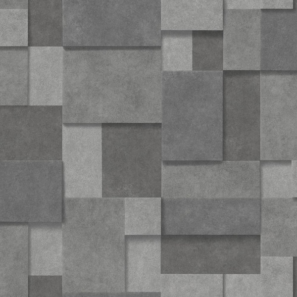 Decorline Duchamp Dark Grey Patchwork Metallic Dark Grey Wallpaper Sample