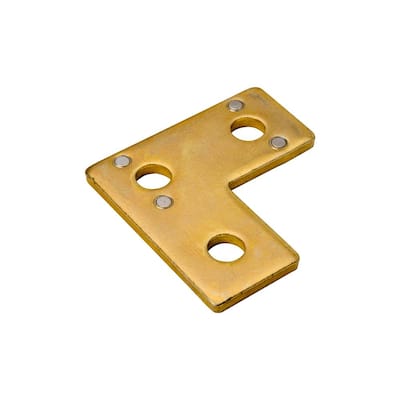 3-Hole Flat Corner Strut Bracket - Gold Galvanized with Magnets (Strut Fitting) (ZAB219M)
