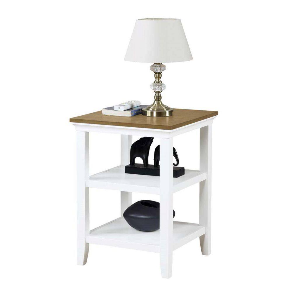 Tribeca Driftwood & White Square End Table with Storage Shelves