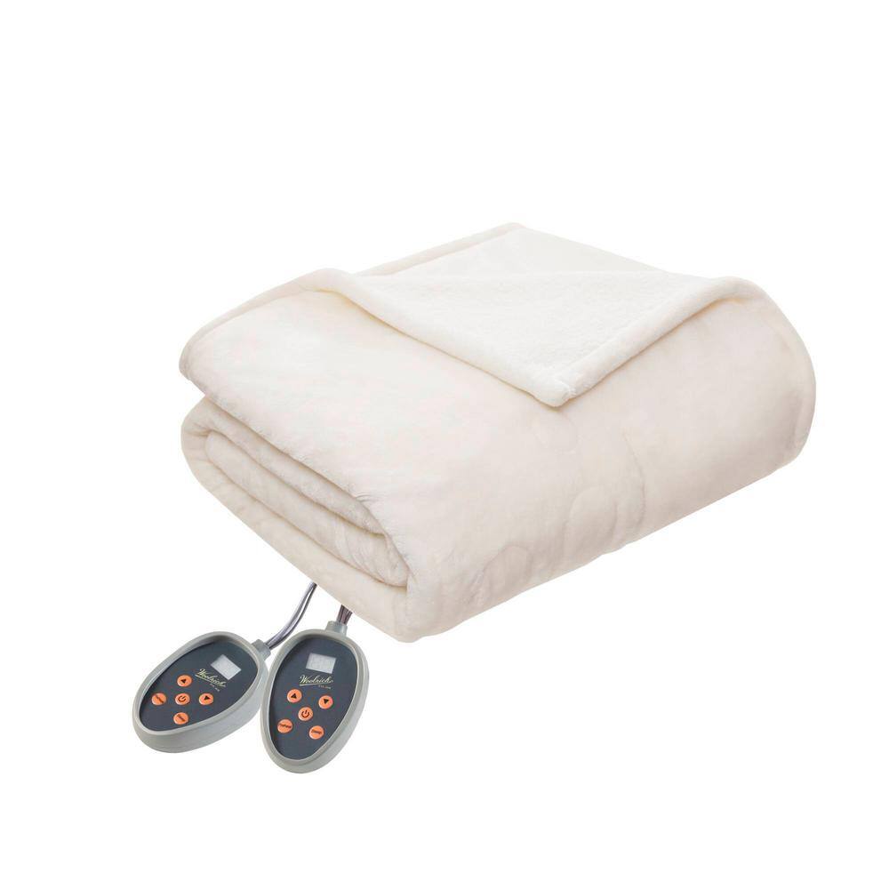 Woolrich Heated Plush to Berber Ivory Polyester King Electric Blanket