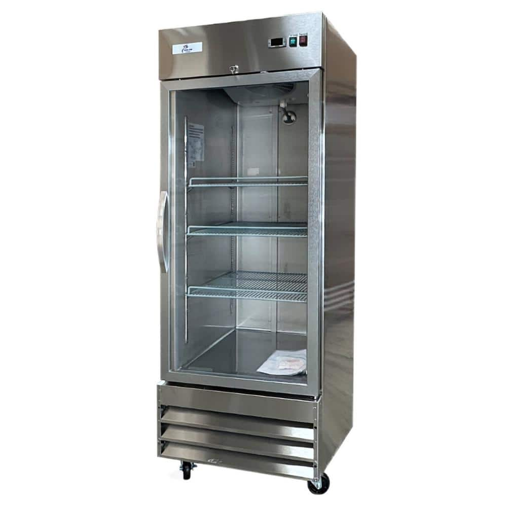 Cooler Depot 29 in. W 23 cu. ft. One Glass Door Display Commercial Reach In Upright Refrigerator in Stainless Steel