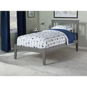 Mission Twin Platform Bed with Open Foot Board in Grey
