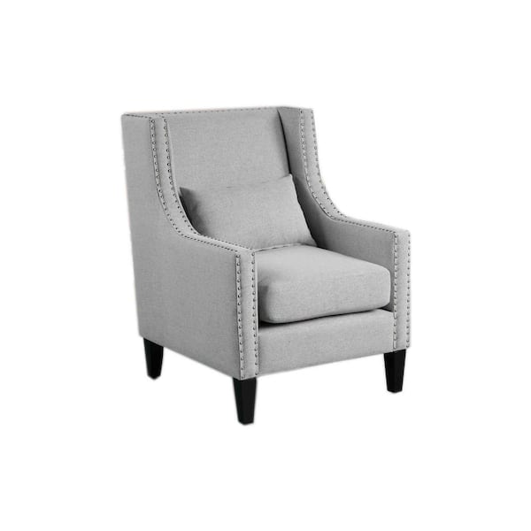 Best Master Furniture Lucas 29 in. Light Gray Linen Arm Chair with Nailhead Trim
