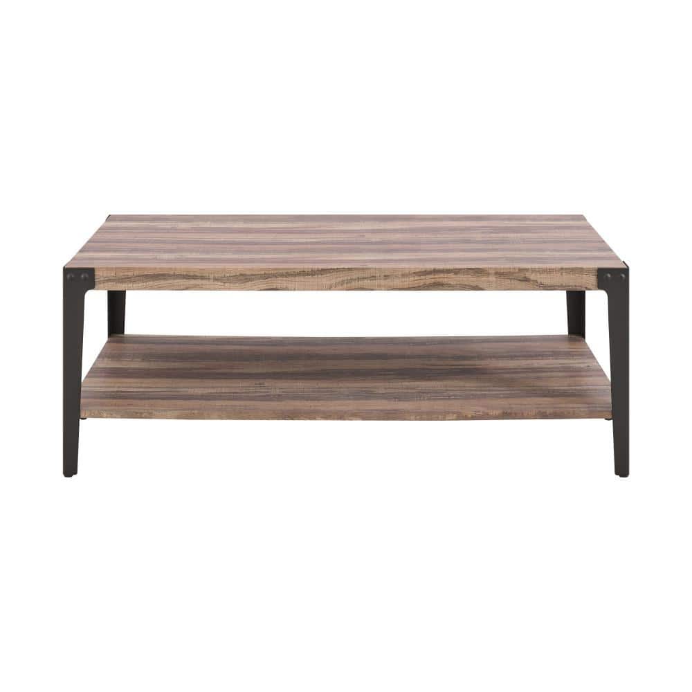 Elegantly Rustic Industrial Coffee Table with Metal Legs and Distressed Wood
