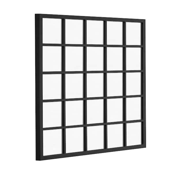 Unbranded Black 27 in. W x 27 in. H Farmhose Square MDF Framed Mirror Wall Mirror Bathroom Mirror