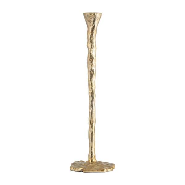 Gold 11 in. Metal Forged Taper Candle Holder