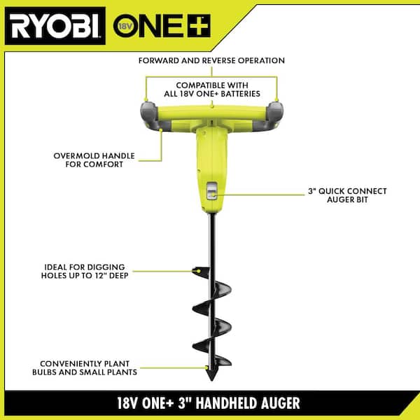 RYOBI - ONE+ 18V Cordless Earth Auger with 3 in. Bit, 2.0 Ah Battery and Charger