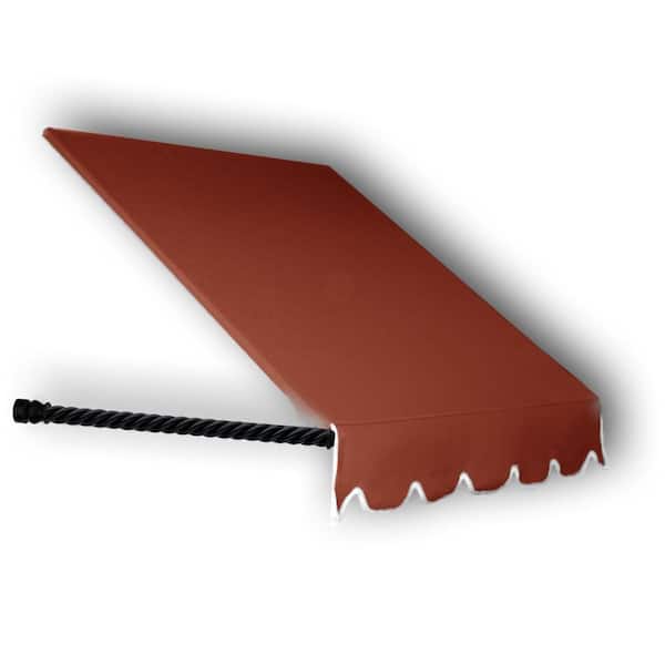 AWNTECH 3.38 ft. Wide Santa Fe Twisted Rope Arm Window/Entry Fixed Awning (56 in. H x 36 in. D) Terracotta