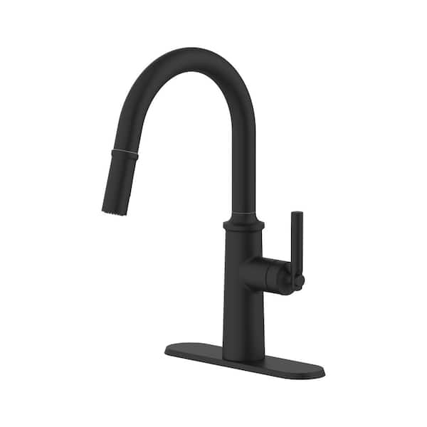 Glacier Bay Junipine Single Handle Pull-Down Sprayer Kitchen Faucet in Matte Black
