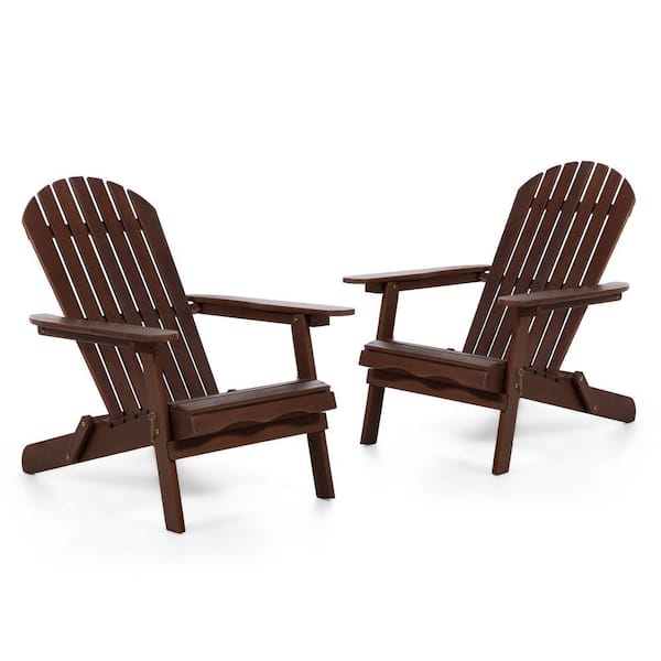 Elk Dark Brown Eucalyptus Wood Folding Adirondack Chair Set of 2
