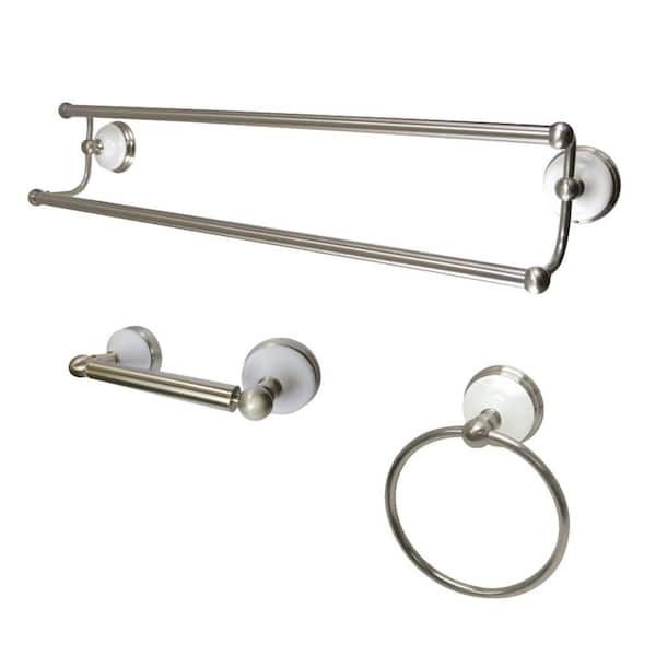 Kingston Brass Traditional 3-Piece Bath Hardware Set in Brushed Nickel