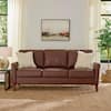 Doherty 79.9 in. Modern Flared Arm Faux Leather Rectangle Sofa in. Chestnut Brown