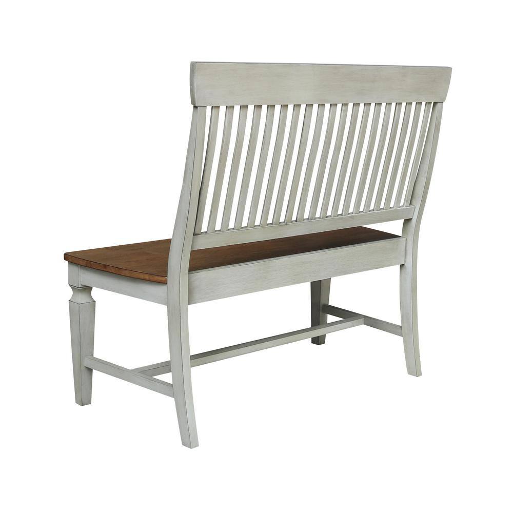 Distressed Hickory Stone Solid Wood Slatback Bench