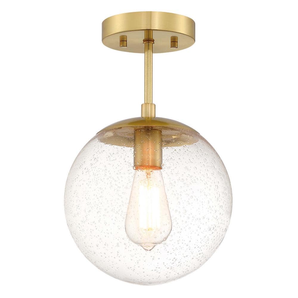 Satin Gold Glass Globe Ceiling Light Fixture