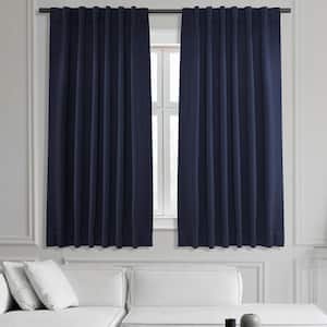Navy Blue Rod Pocket Room Darkening Curtain - 50 in. W x 63 in. L (1 Panel)