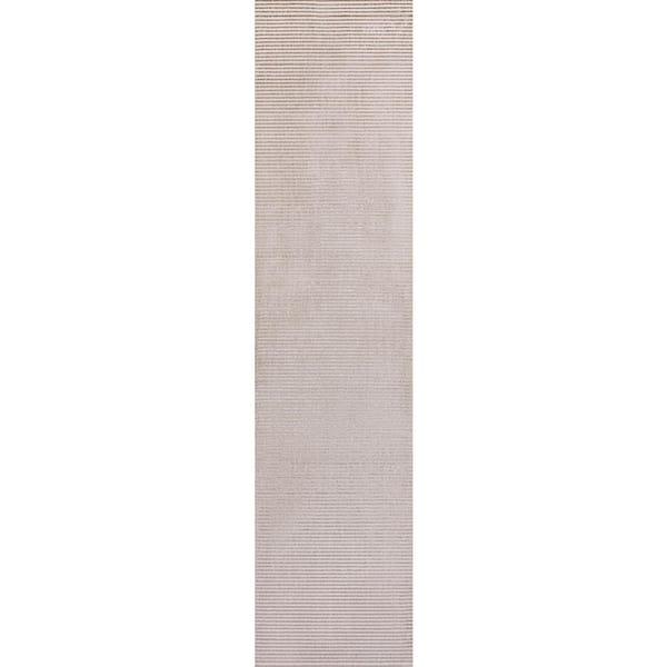 JONATHAN Y Cole Modern Minimalist Pinstripe High-Low Cream/Silver 2 ft. x 8 ft. Runner Rug