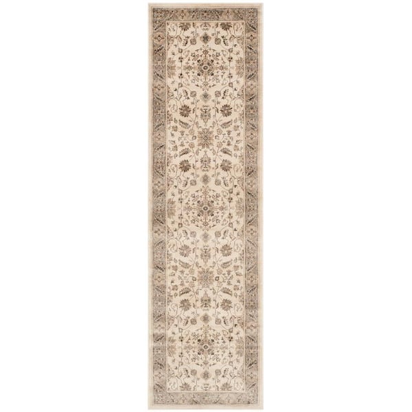 SAFAVIEH Vintage Stone/Mouse 2 ft. x 10 ft. Border Runner Rug