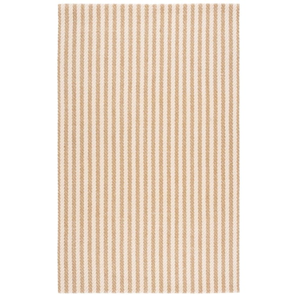 Natural Fiber 9 ft. x 12 ft. Natural/Ivory Striped Woven Area Rug