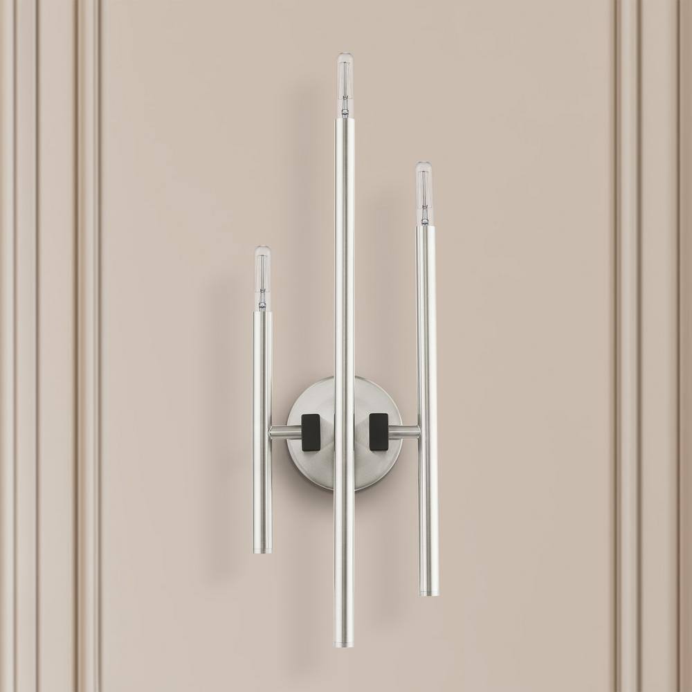 Scandinavian Brushed Nickel 3-Light Direct Wired Sconce