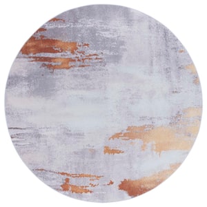 Tacoma Gray/Rust 6 ft. x 6 ft. Machine Washable Abstract Solid Color Round Area Rug