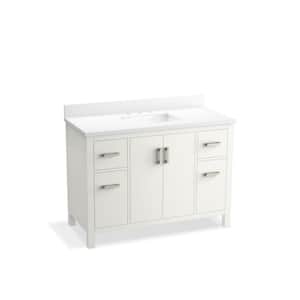 Kresla 48 in. W x 22 in. D x 36 in. H Single Sink Bath Vanity in White with Pure White Quartz Top and Backsplash