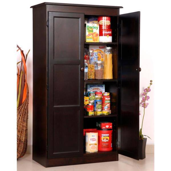 Traditional 60" Wood Storage Cabinet with 4-Shelves in Cherry