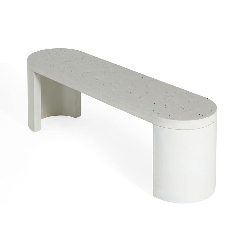 Downey Modern 60 in. Terrazzo White Concrete Outdoor Patio Dining Bench with Curved Legs, Set of 2 price history on PriceWatchPro
