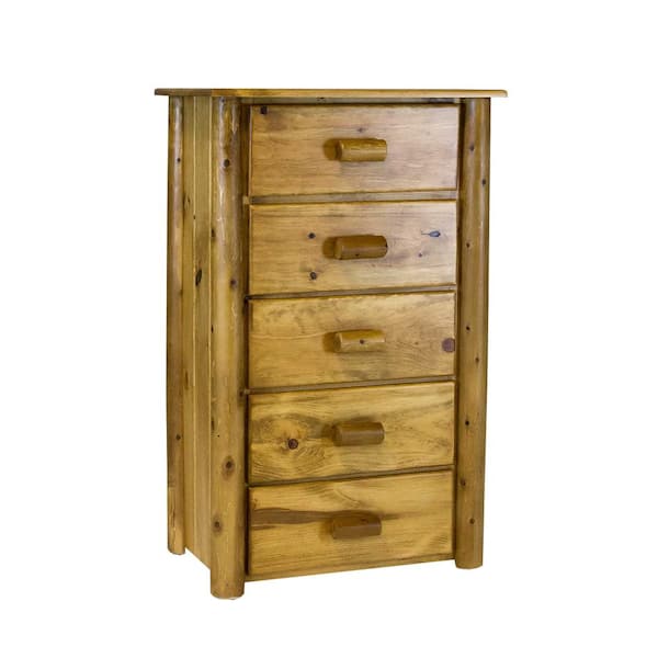 HomeRoots Shelly 5-Drawer Light Honey Chest of Drawers ( 52 in. X 32 in. X 20 in. )