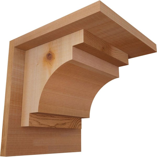 Ekena Millwork 7-1/2 in. x 8 in. x 8 in. Western Red Cedar Mediterranean Smooth Corbel with Backplate