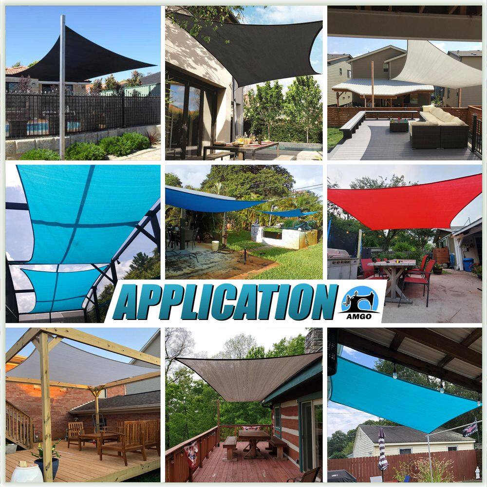 Gray 16x20 Weather-Resistant Rectangle Sun Shade Sail with Hardware Kit
