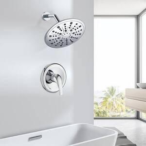 6.7 in.Round Complete Shower System with Valve and Shower Head in Black