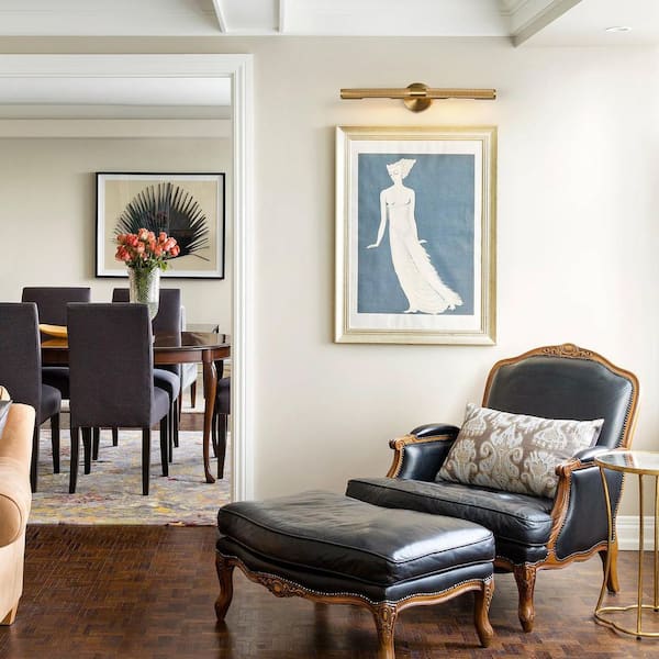 23.62 in. 2-Light Brushed Brass Bathroom Vanity Light Adjustable Picture Light