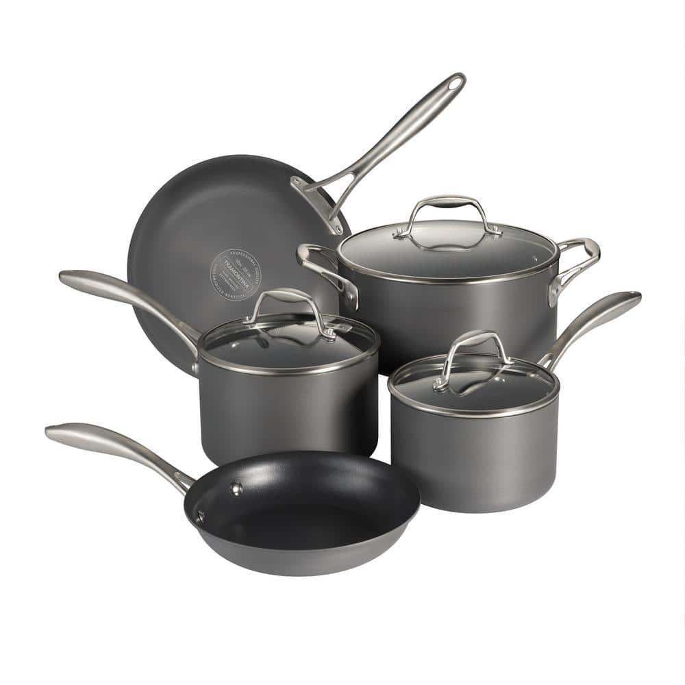 Battery Of Pots Pans Tognana 8 Pieces Black Aluminum Authentika