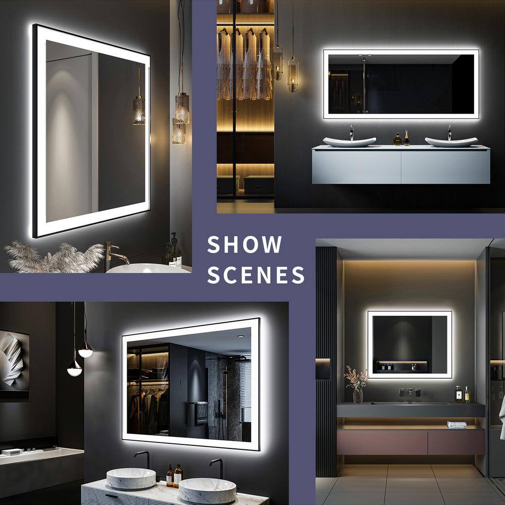 Oversized Matte Black Aluminum Frameless LED Vanity Mirror