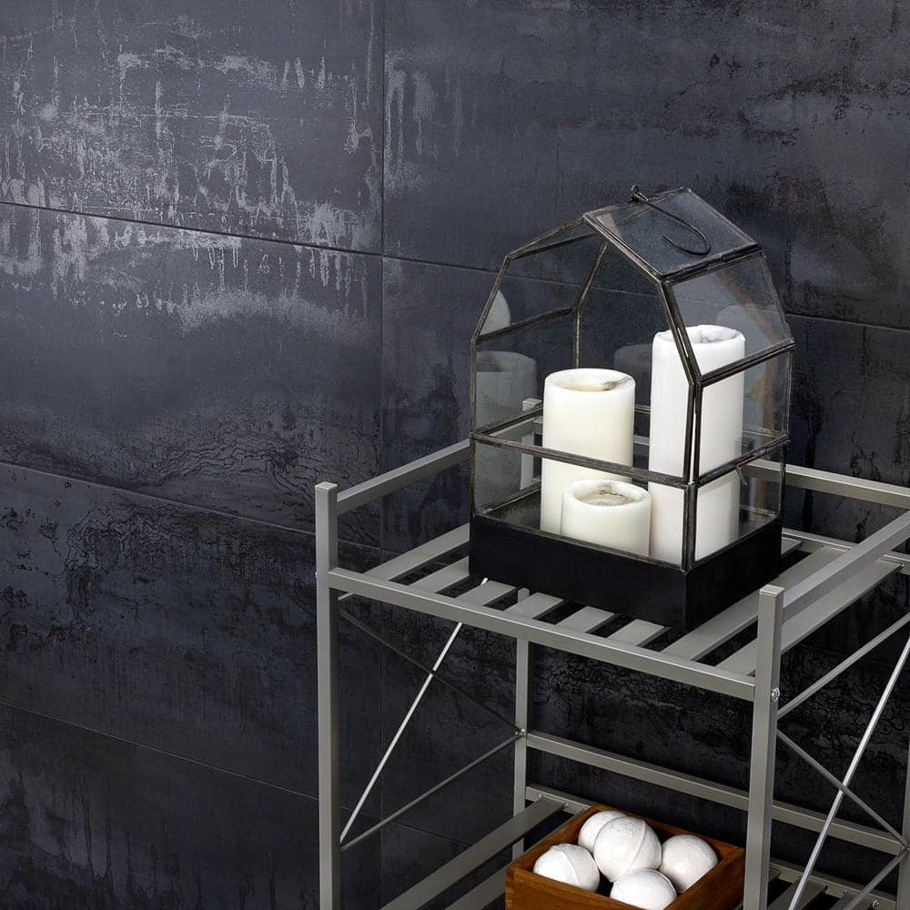 Large Dark Gray Matte Porcelain Rectified Floor and Wall Tile
