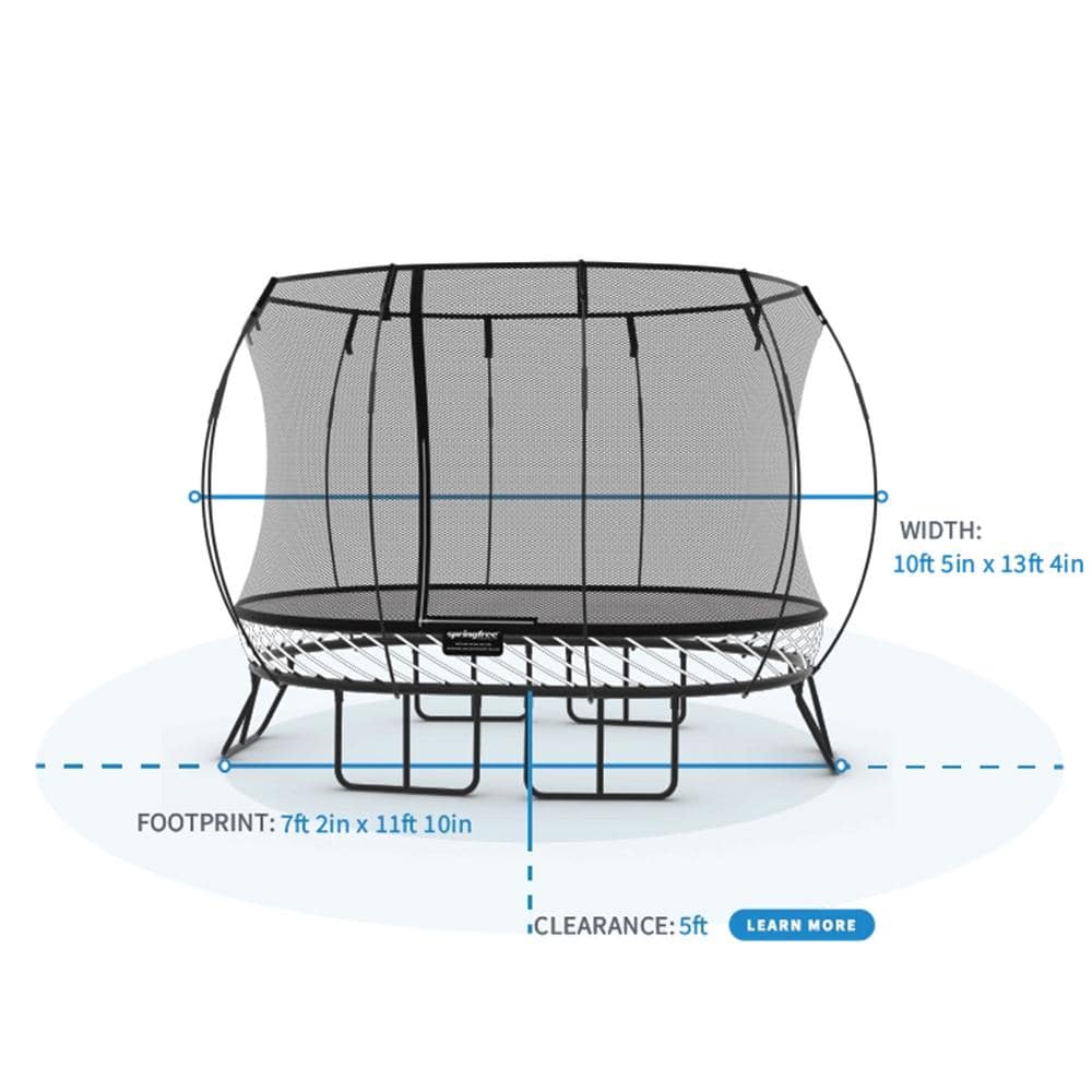 Black Medium Oval Springless Trampoline with Safety Enclosure